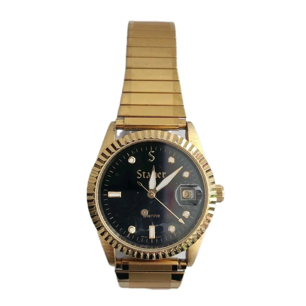 Stauer Swiss Noire Bienne Mens Watch W/Hadley-Roma Band